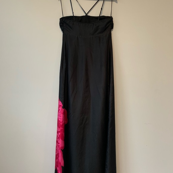 Black silk floral dress - Picture 3 of 12